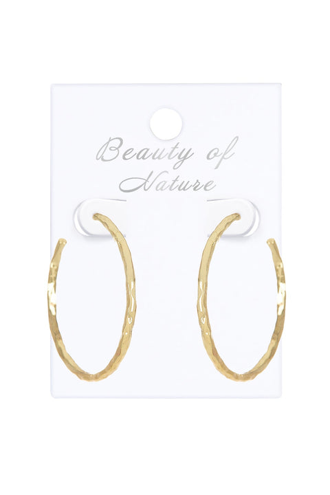 Hammered 2" Dia. Hoop Earrings In Gold - GF