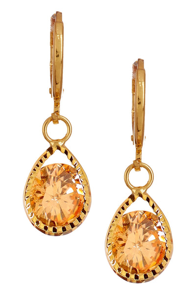 Pear-Shaped Suspended Stone Petite CZ Drop Earrings - GF