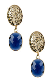 London Blue Crystal Oval Stud Earrings - GF