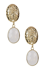 Moonstone Crystal Oval Stud Earrings - GF