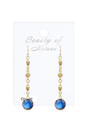 London Blue Crystal Drop Earrings In Gold - GF
