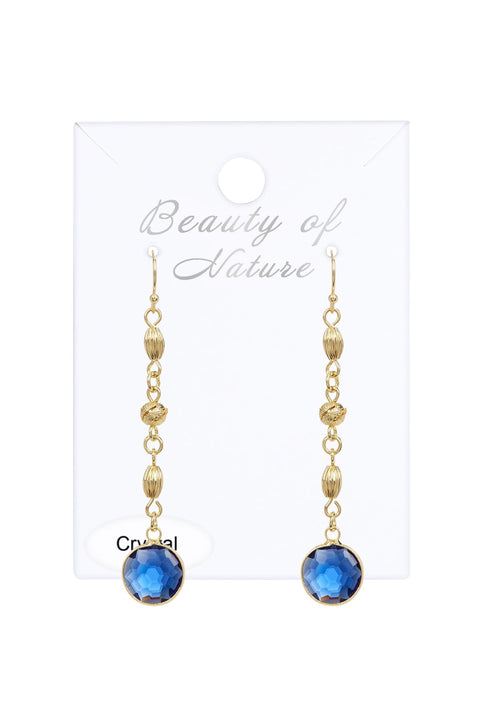 London Blue Crystal Drop Earrings In Gold - GF
