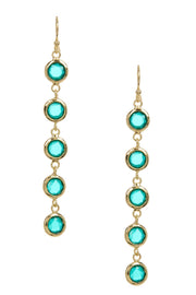 Stacked Teal Crystal Drop Earrings - GF