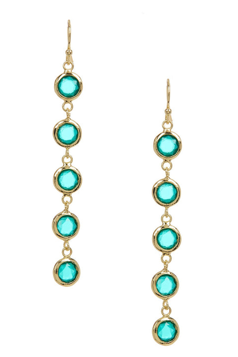 Stacked Teal Crystal Drop Earrings - GF