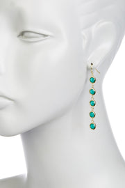 Stacked Teal Crystal Drop Earrings - GF