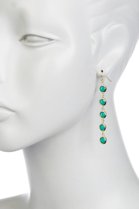 Stacked Teal Crystal Drop Earrings - GF
