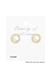 Moonstone Crystal 8mm Post Earrings In Gold - GF