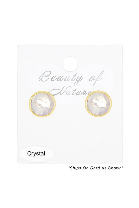 Moonstone Crystal 8mm Post Earrings In Gold - GF