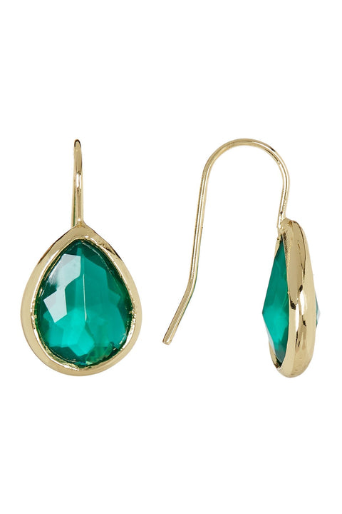 Teal Crystal Pear Cut Drop Earrings - GF