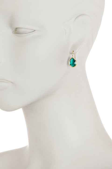 Teal Crystal Pear Cut Drop Earrings - GF