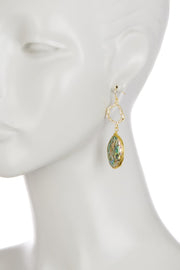 Abalone Shell Wire Wrapped Vintage Drop Earrings - GF