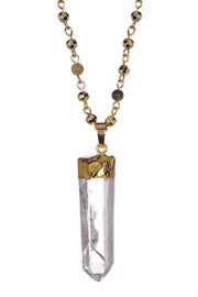 Crystal Quartz Geode With Mixed Jasper Amulet Necklace - GF