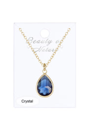 London Blue Crystal Teardrop Necklace - GF