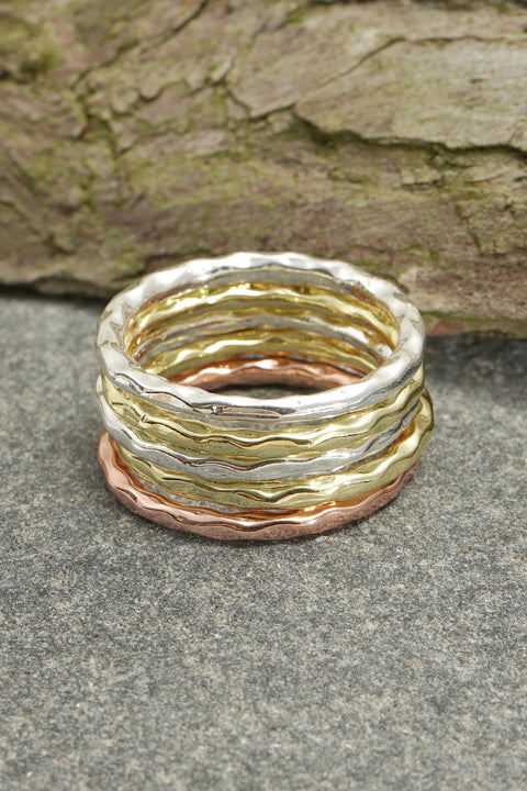 Tri Tone 5 Pc Stack Ring Set - SF