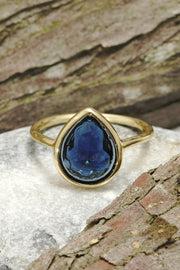 London Blue Crystal Pear Ring - GF