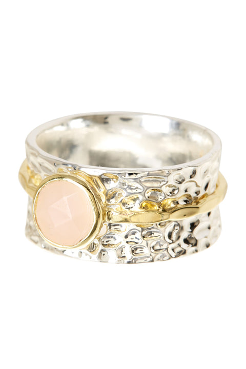 Rose Crystal & Two ToneSpinner Ring - SF