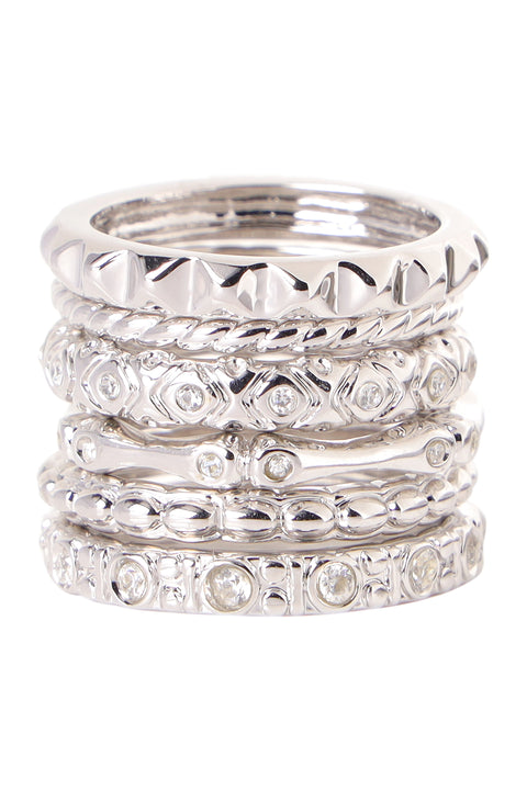 Cubic Zirconia Stack Ring Set - SF