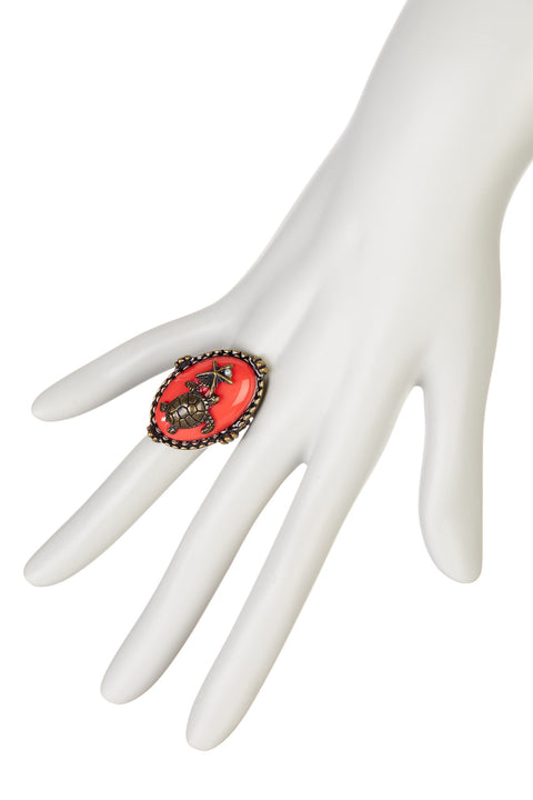 Created Coral & Sea Turtles Statement Ring - AG