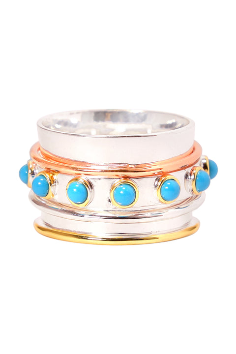Turquoise & Tri-Tone Spinner Ring - SF
