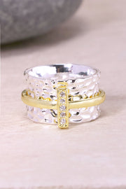 CZ & 2-Tone Spinner Ring - SF