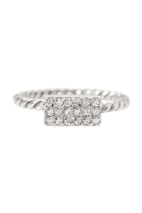 Micro Pave CZ Rectangle Ring - SF