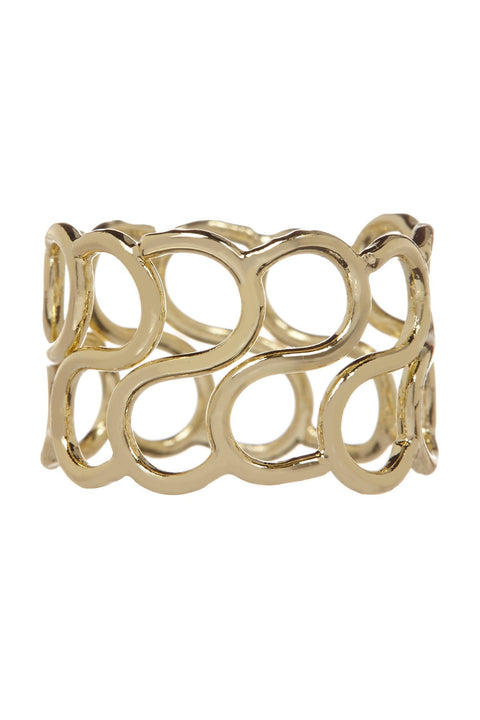 Handmade Geometric Wave Line Statement Ring - GF