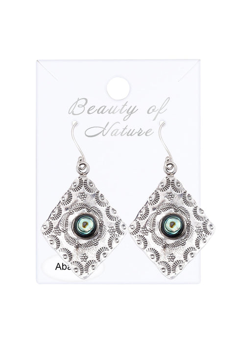 Abalone Textured Drop Earrings - SF