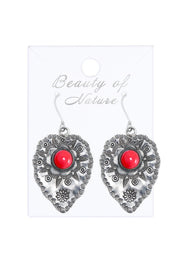 Coral Hammered Drop Earrings - SF