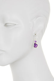 Sterling Silver & Amethyst With CZ Drop Earrings - SS