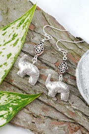 Copper Beaded Elephant Earrings - SF