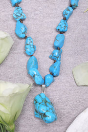 Turquoise & Silver Plated Red River Necklace - SF
