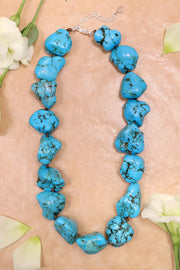Turquoise & Silver Plated Santa Fe Necklace - SF