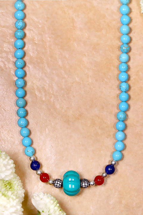 Turquoise & Silver Plated Necklace - SF