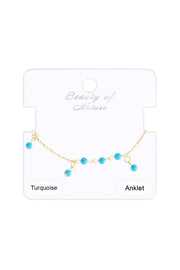 Turquoise Beaded Serena Anklet - GF