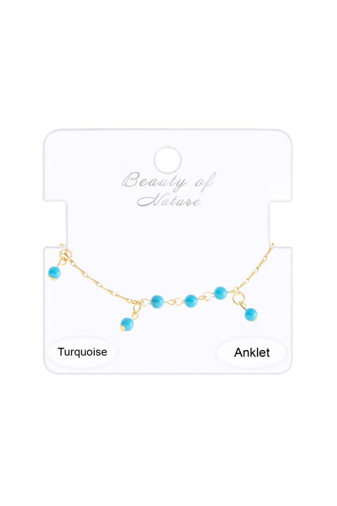 Turquoise Beaded Serena Anklet - GF