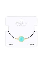 Amazonite Crystal & Leather Anklet - GF