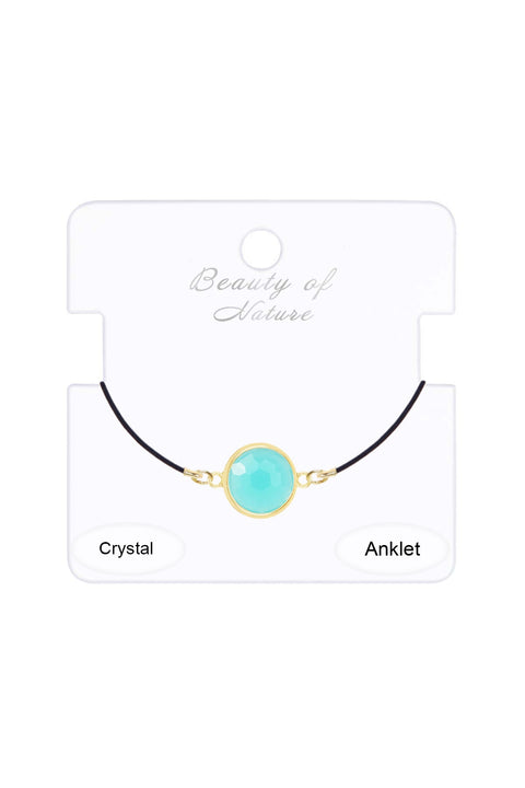 Amazonite Crystal & Leather Anklet - GF
