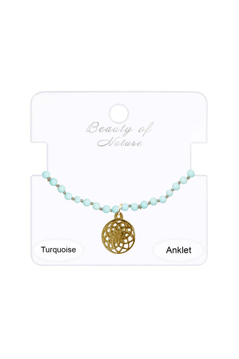 Turquoise & Infinity Charm Anklet - GF