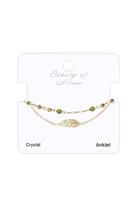 Austrian Crystal & Leaves Anklet - GF