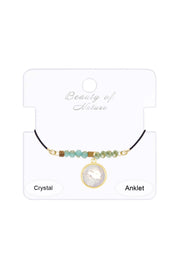 Moonstone Crystal & Leather Anklet - GF