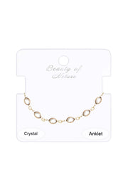 Crystal Quartz 8mm Briolette Anklet - GF
