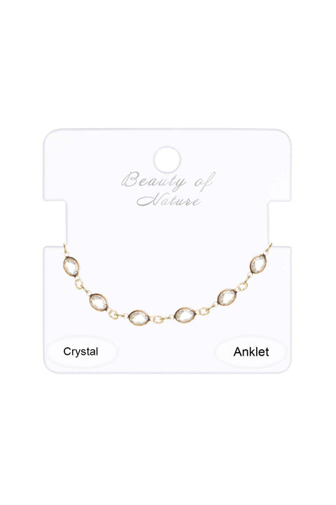 Crystal Quartz 8mm Briolette Anklet - GF