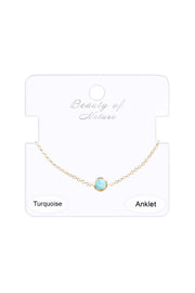 Turquoise Framed Briolette Anklet - GF