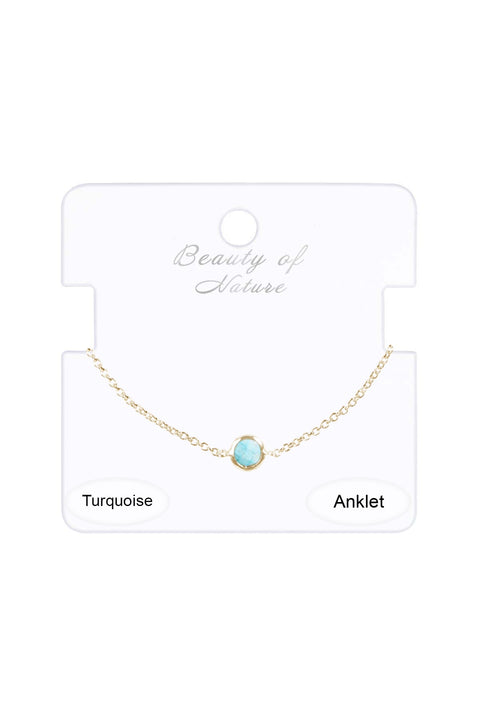Turquoise Framed Briolette Anklet - GF