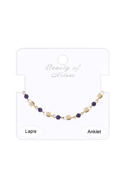 Victoria Lapis Beaded Anklet Chain - GF