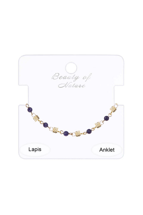 Victoria Lapis Beaded Anklet Chain - GF