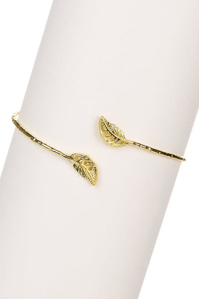 Leaf Charm Cuff Bracelet - GF