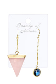 Rose quartz & Crystal Drop Earrings - GF