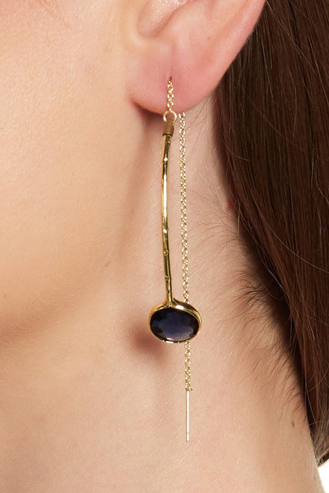 London Blue Crystal Threader Drop Earrings - GF