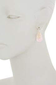 Rose Crystal & Rose Charm Drop Earrings - GF